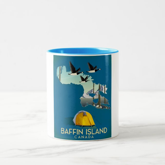 Caneca De Café Em Dois Tons Poster de viagens da ilha de Baffin (Centro)