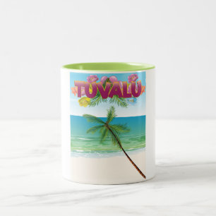 Caneca De Café Em Dois Tons Poster de viagens da Ilha Tuvalu