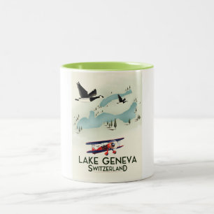 Caneca De Café Em Dois Tons poster de viagens da suiça de Genebra do lago