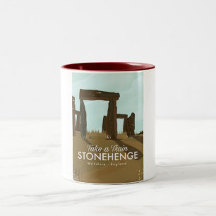 Caneca De Café Em Dois Tons Poster de viagens de Comboio Stonehenge Wiltshire