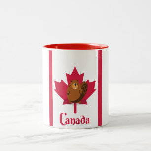 Caneca De Café Em Dois Tons Poster de viagens de desenho de castor canadense