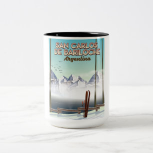 Caneca De Café Em Dois Tons Poster de viagens de Esqui San Carlos de Bariloche