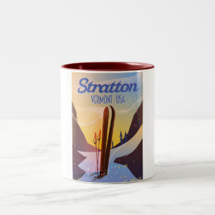 Caneca De Café Em Dois Tons Poster de viagens de esqui Stratton Vermont