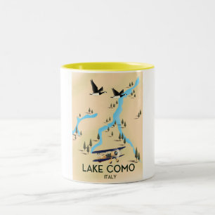 Caneca De Café Em Dois Tons Poster de viagens de Mapa do Lago Como Itália
