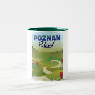 Caneca De Café Em Dois Tons Poster de viagens de Polônia Poznań.