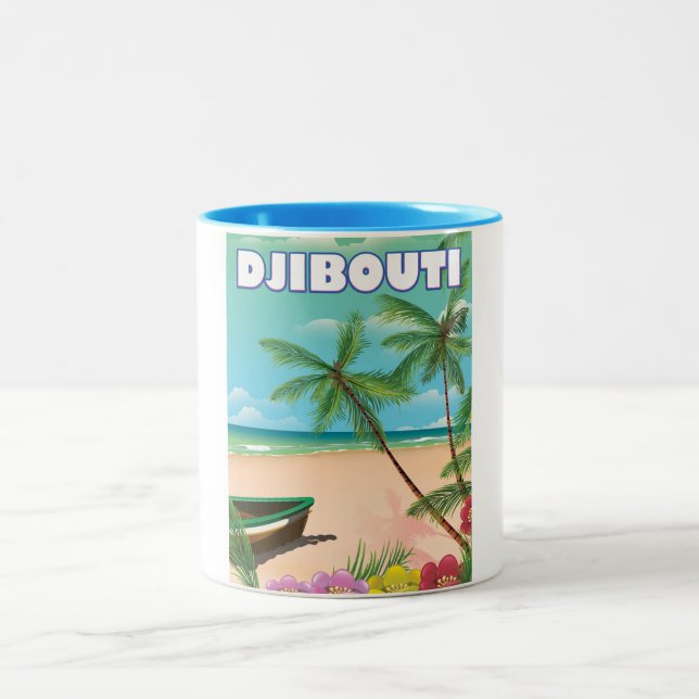 Caneca De Café Em Dois Tons Poster de viagens de praia de Djibouti (Centro)