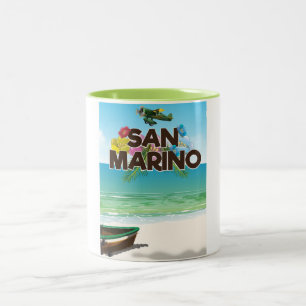 Caneca De Café Em Dois Tons Poster de viagens de praia de San Marino