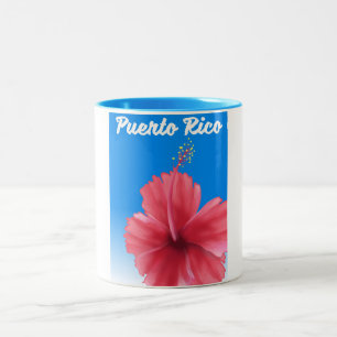 Caneca De Café Em Dois Tons Poster de viagens de Puerto Rico Flor de maga