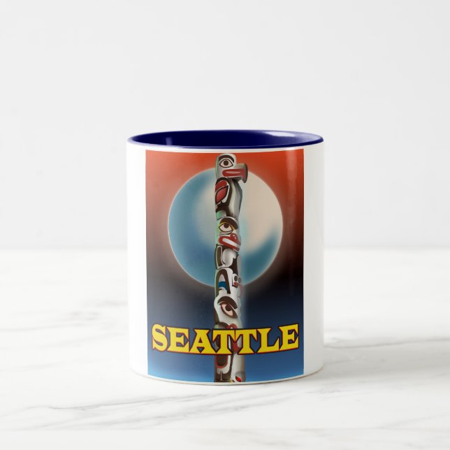 Caneca De Café Em Dois Tons Poster de viagens de vara de Seattle (Centro)