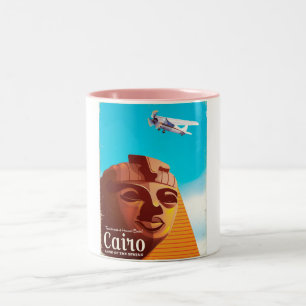 Caneca De Café Em Dois Tons Poster de viagens do estilo Cairo Egypt Vintage