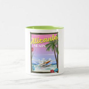 Caneca De Café Em Dois Tons Poster de viagens do estilo de colheita da Espanha