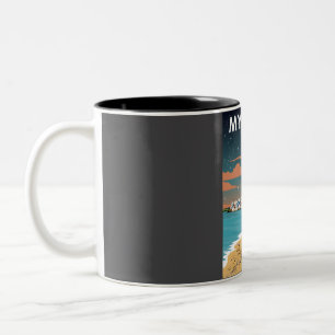 Caneca De Café Em Dois Tons Poster de viagens do Mykonos Grécia Night Sky