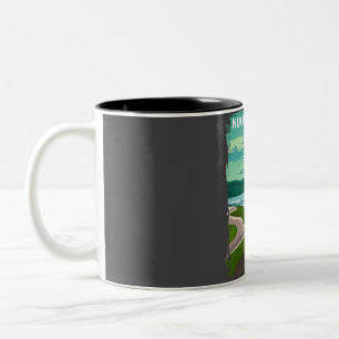 Caneca De Café Em Dois Tons Poster de viagens do Parque Estadual de Niagara Fa