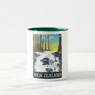 Caneca De Café Em Dois Tons Poster de viagens do rio Nova Zelândia
