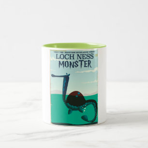 Caneca De Café Em Dois Tons Poster de viagens engraçado Loch Ness Monster