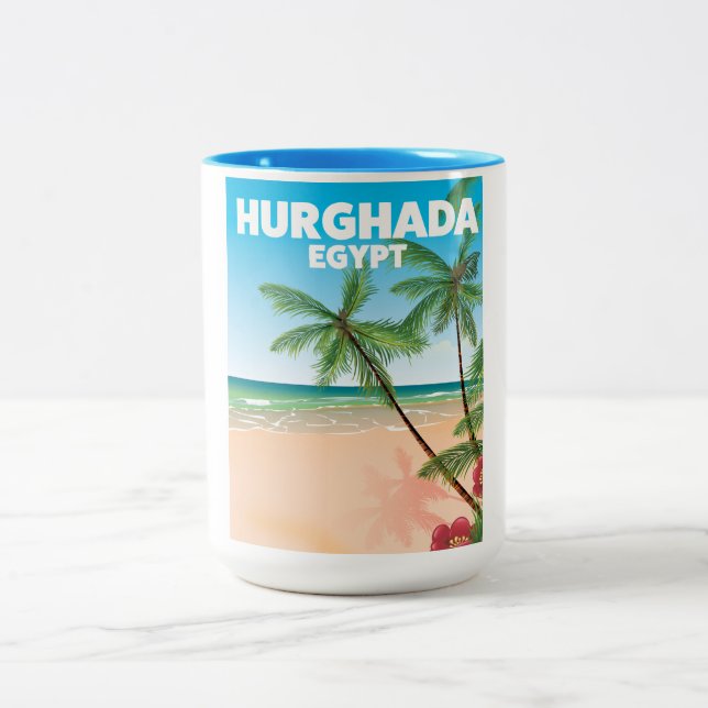Caneca De Café Em Dois Tons Poster de viagens Hurghada Egito (Centro)