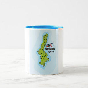 Caneca De Café Em Dois Tons Poster de viagens Ilustrado do Mapa Grego de Karpa