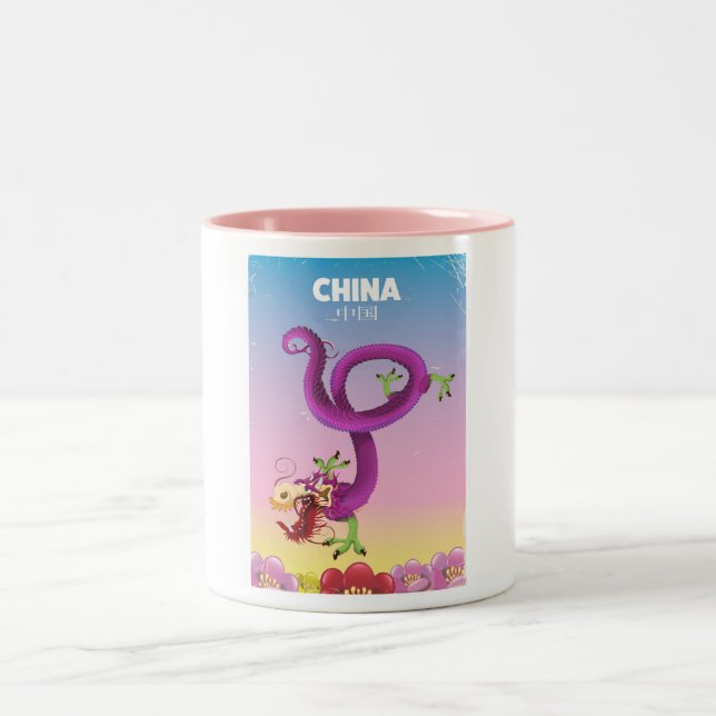 Caneca De Café Em Dois Tons Poster de viagens imperial da China (Centro)