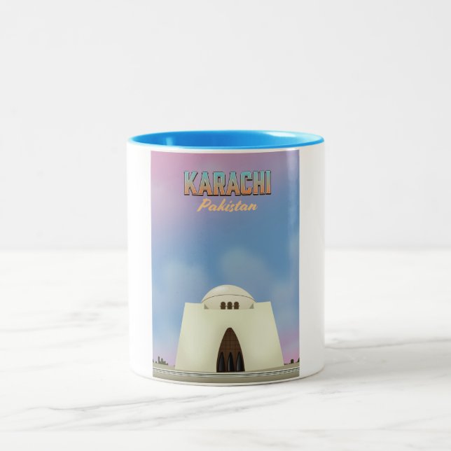 Caneca De Café Em Dois Tons Poster de viagens Karachi Paquistão (Centro)