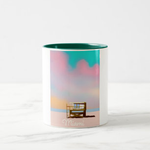 Caneca De Café Em Dois Tons Poster de viagens Miami Lifeguard