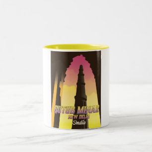 Caneca De Café Em Dois Tons Poster de viagens Qutub Minar Nova Deli Índia