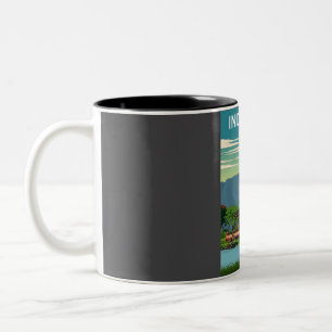 Caneca De Café Em Dois Tons Poster de viagens Retroativo Mínimo da Indonésia V