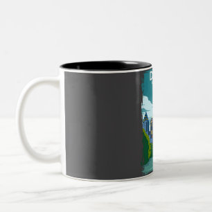 Caneca De Café Em Dois Tons Poster de viagens Retroativo Mínimo de Dallas Texa