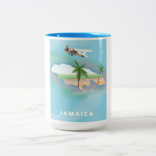 Caneca De Café Em Dois Tons Poster de Viagens vintage da Jamaica