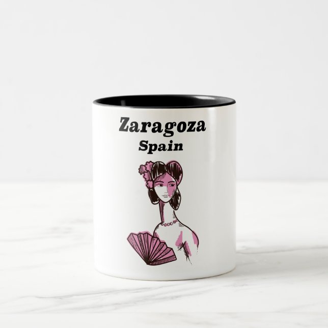Caneca De Café Em Dois Tons Poster de viagens vintage de Espanha de Saragoça (Centro)