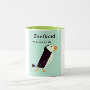 Caneca De Café Em Dois Tons poster de Viagens vintage de Shetland Puffin