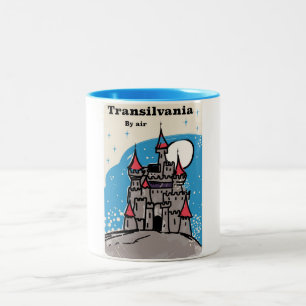 Caneca De Café Em Dois Tons Poster de viagens vintage do Castelo da Transilvân
