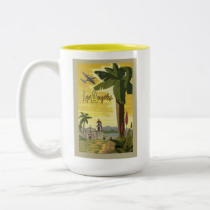 Caneca De Café Em Dois Tons Poster de Viagens vintage retrô da Califórnia em L