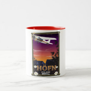 Caneca De Café Em Dois Tons poster de Voo Höfn Islândia