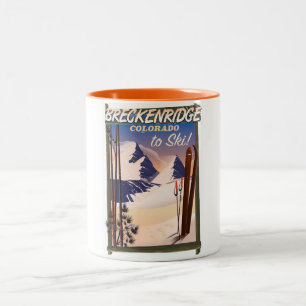 Caneca De Café Em Dois Tons Poster do esqui de Breckenridge, Colorado