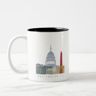 Caneca De Café Em Dois Tons Poster do horizonte de Washington DC