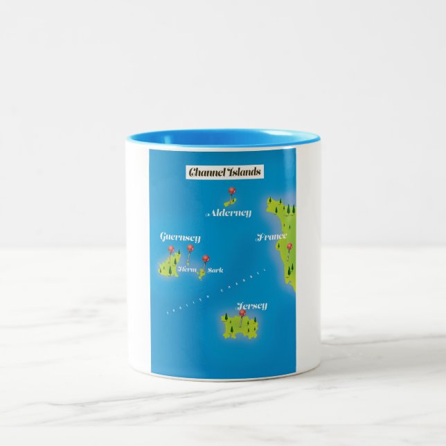 Caneca De Café Em Dois Tons Poster do Mapa das Ilhas do Canal. (Centro)