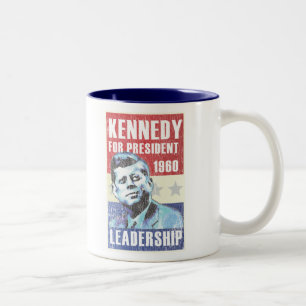 Caneca De Café Em Dois Tons Poster presidencial histórico de John F. Kennedy