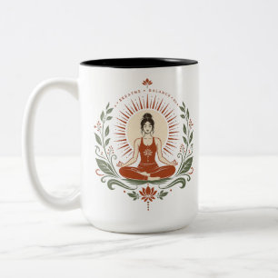 Caneca De Café Em Dois Tons Pôster Respirar Equilíbrio Ser Mindfulness