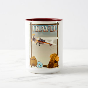 Caneca De Café Em Dois Tons Poster viagens vintage