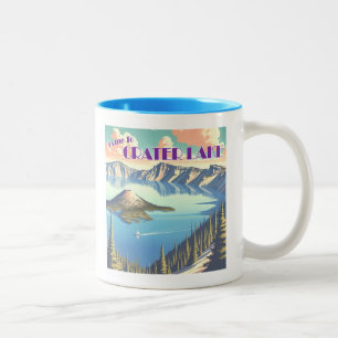 Caneca De Café Em Dois Tons Poster vintage do Lago Crater