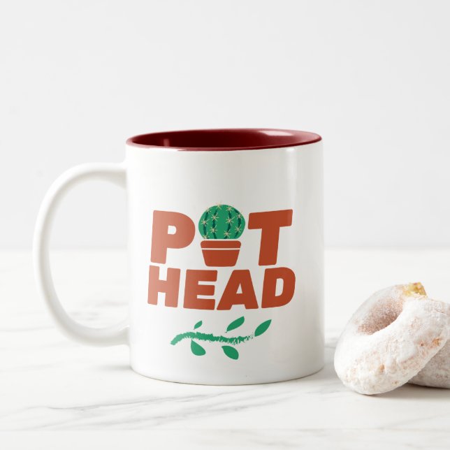 Caneca De Café Em Dois Tons Pote De Plantas Vedantes (Com Donut)