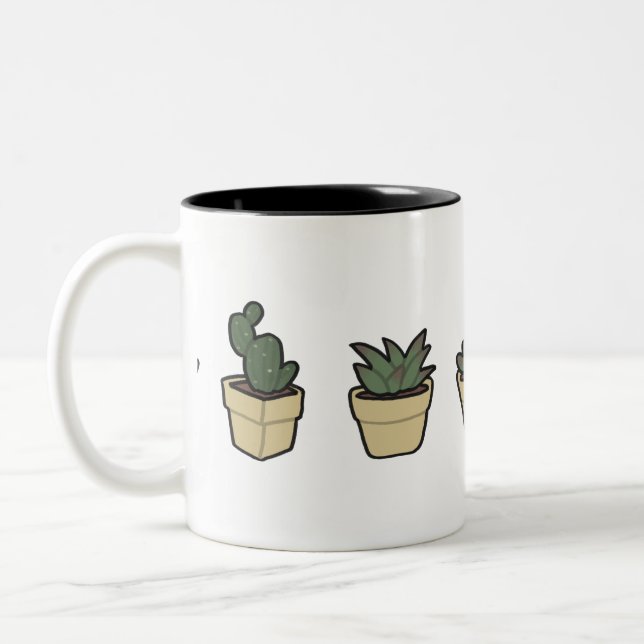 Caneca De Café Em Dois Tons Potes de plantas (Esquerda)