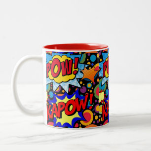 Caneca De Café Em Dois Tons Pow Kapow Cores Coloridas Mug