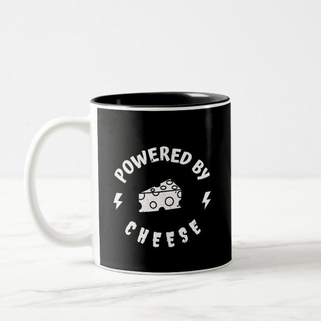 Caneca De Café Em Dois Tons Powered By Cheese (Esquerda)