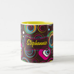 Caneca De Café Em Dois Tons Praça do Círculo Retroativo de 1970 Taça de Café d