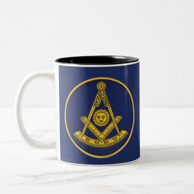 Caneca De Café Em Dois Tons Praça Mestra Freemason e Masonic Compass (Esquerda)