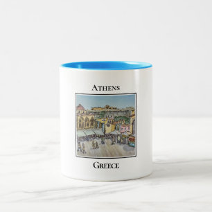 Caneca De Café Em Dois Tons Praça Monastiraki, Grécia de Atenas