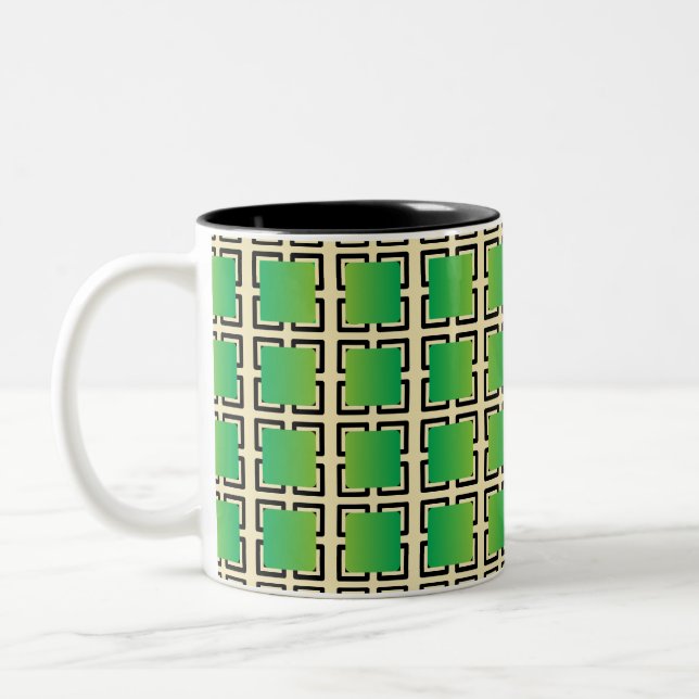 Caneca De Café Em Dois Tons Praças de Gradiente Verde (Esquerda)
