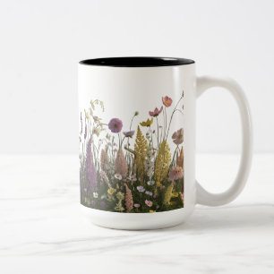 Caneca De Café Em Dois Tons Prado De Flor Selvagem, Mug De Dois Toneladas, 15