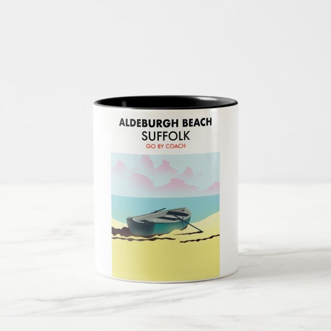 Caneca De Café Em Dois Tons Praia de Aldeburgh Suffolk (Centro)